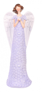Andělka fialová s ptáčkem 25 cm