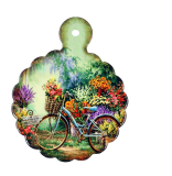 Podložka bicykl s květinami kuchyňská z keramiky a korku