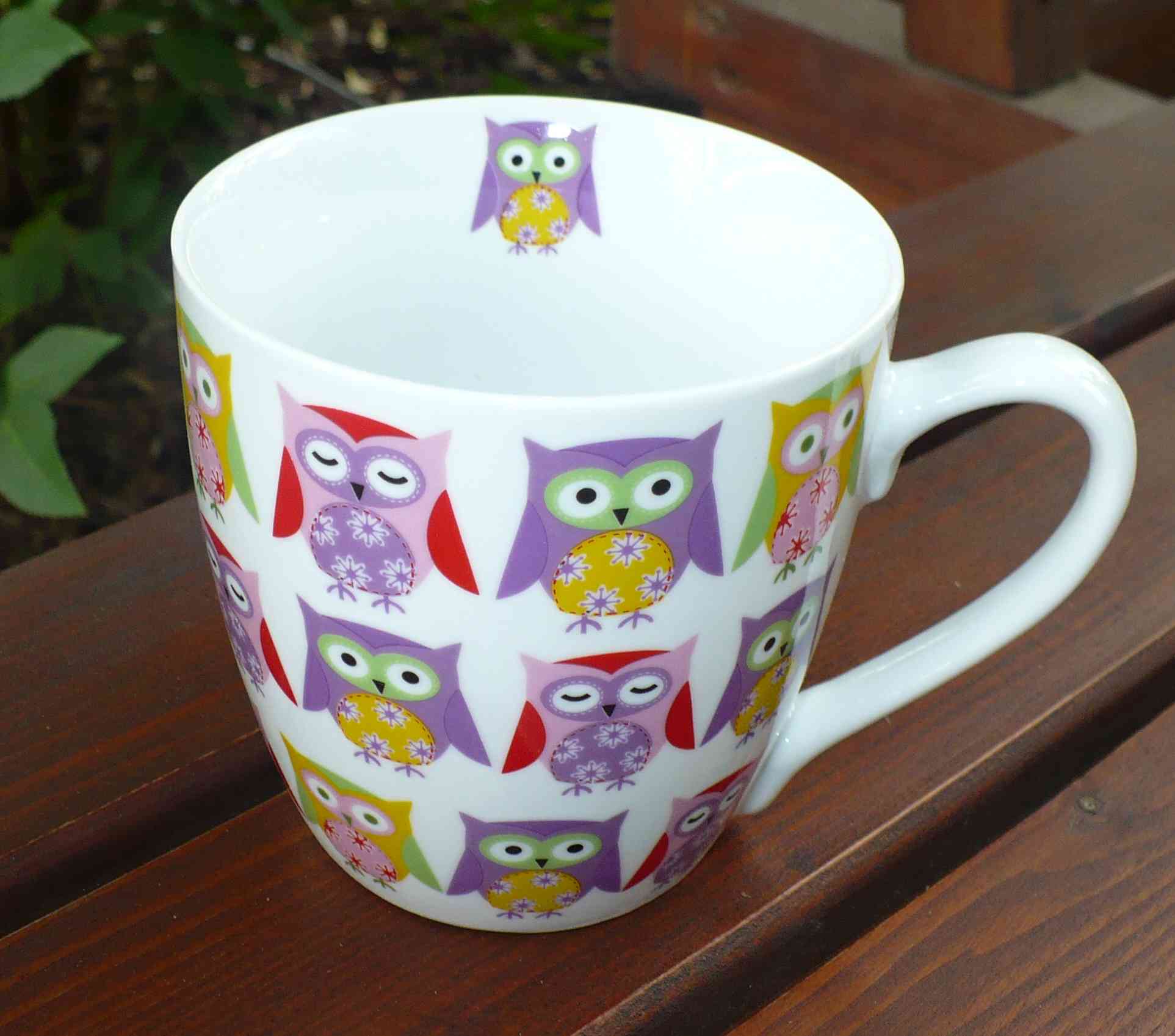 Porcelánový hrnek sovy jumbo fialová
