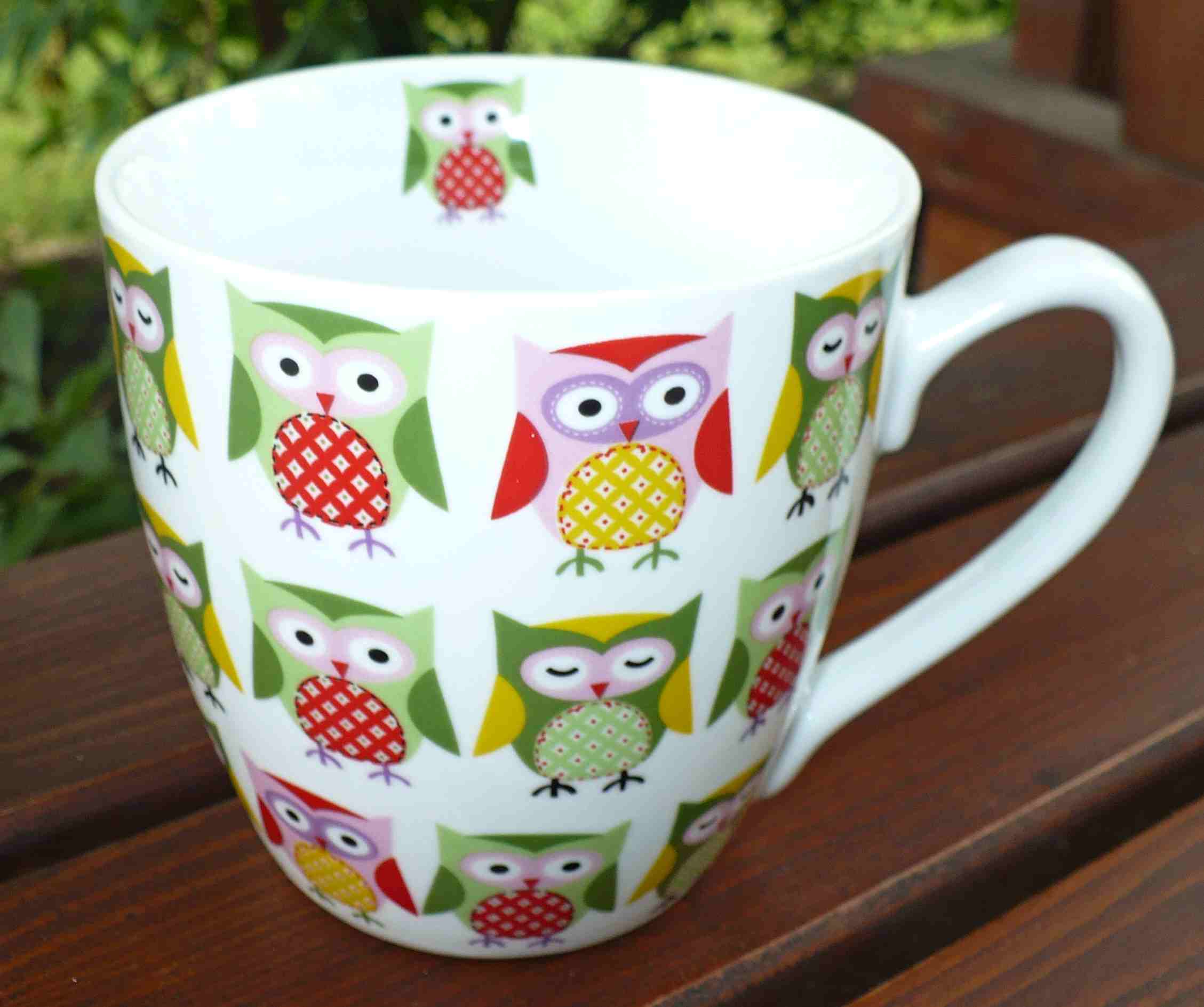 Porcelánový hrnek sovy jumbo zelená