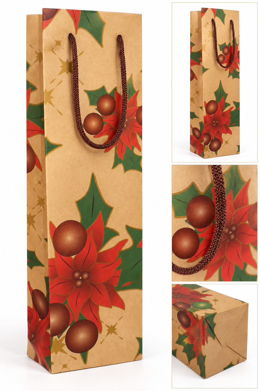 Vánoční taška na láhev vína 37x11x10cm