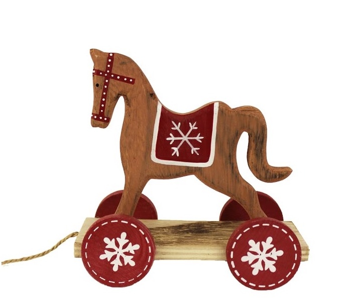 Dřevěný koník vánoční dekorace
