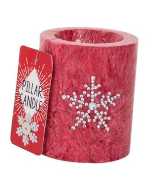 Svíčka vánoční "SNOWFLAKE" červená