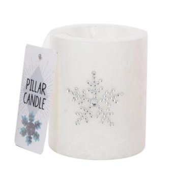Svíčka vánoční "SNOWFLAKE" bílá