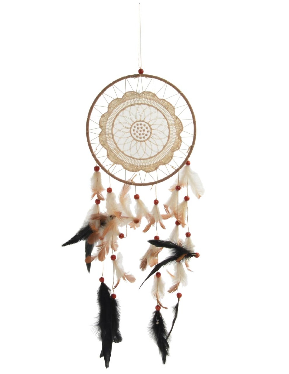 Lapač snů černá pírka maxi 20x65cm