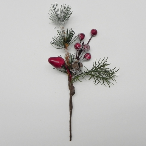 Větvička jeřabina zasněžená 18 cm