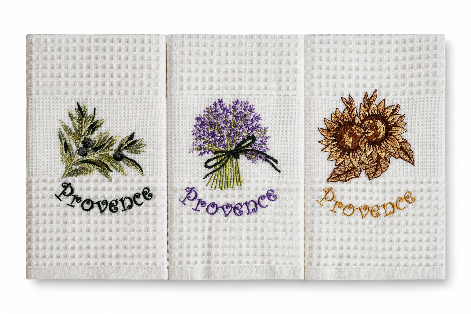 Utěrka Provence bílá sada 3ks (olivy,levandule,slunečnice)