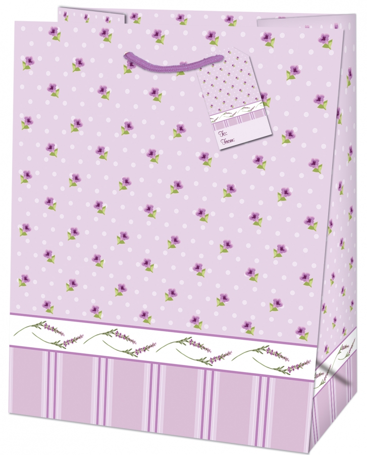 Dárková taška levandule fialová pevná maxi 33x26,7x7cm