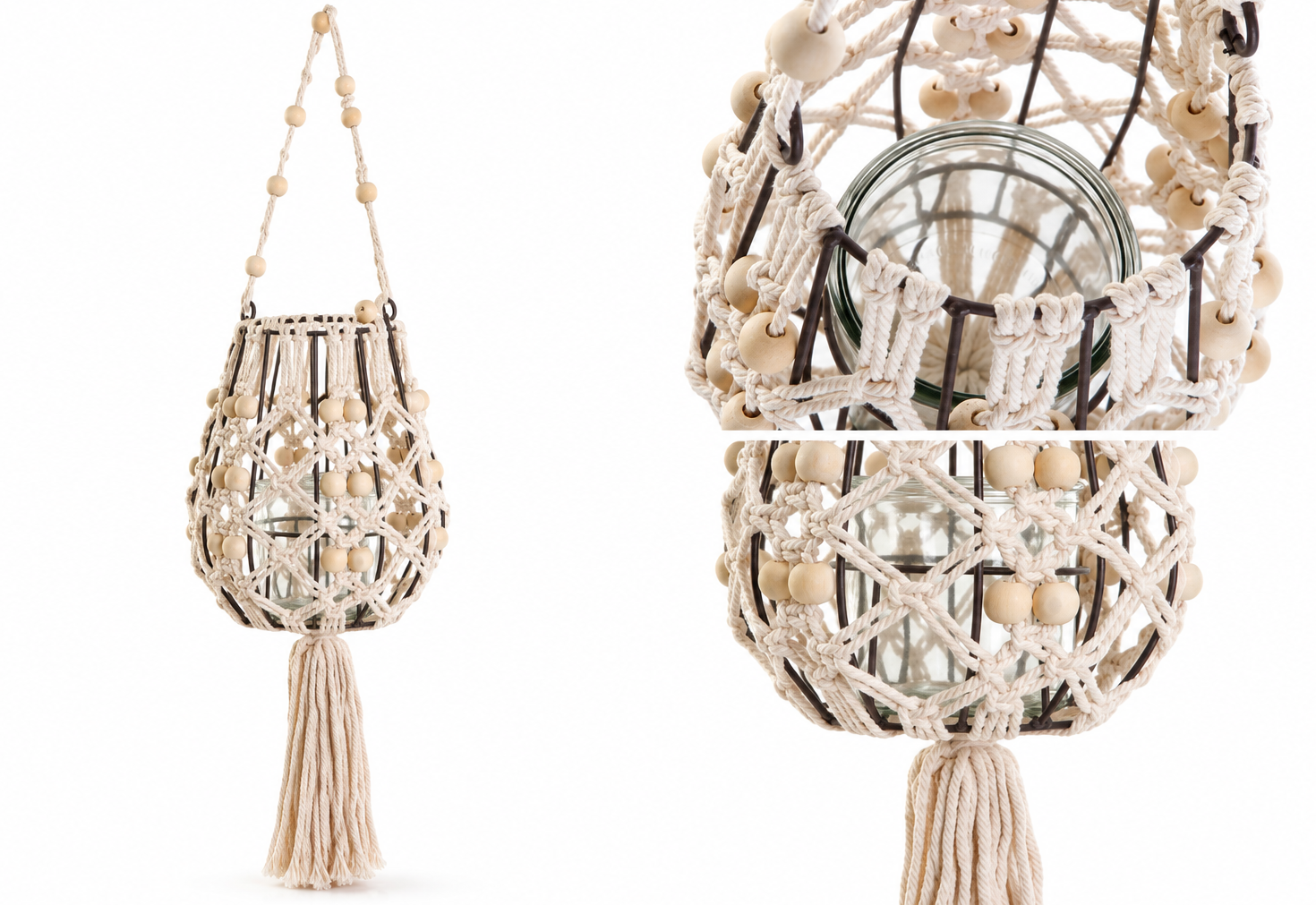 Závěsný svícen v boho stylu 19x19x70cm
