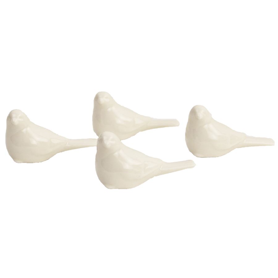 Porcelánový ptáček mini bílý 4ks