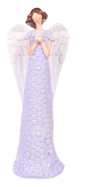 Andělka fialová s ptáčkem 25 cm