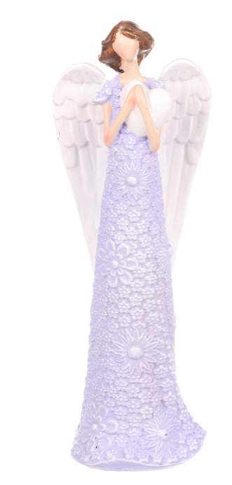 Andělka ve fialových šatech se srdíčkem 20 cm