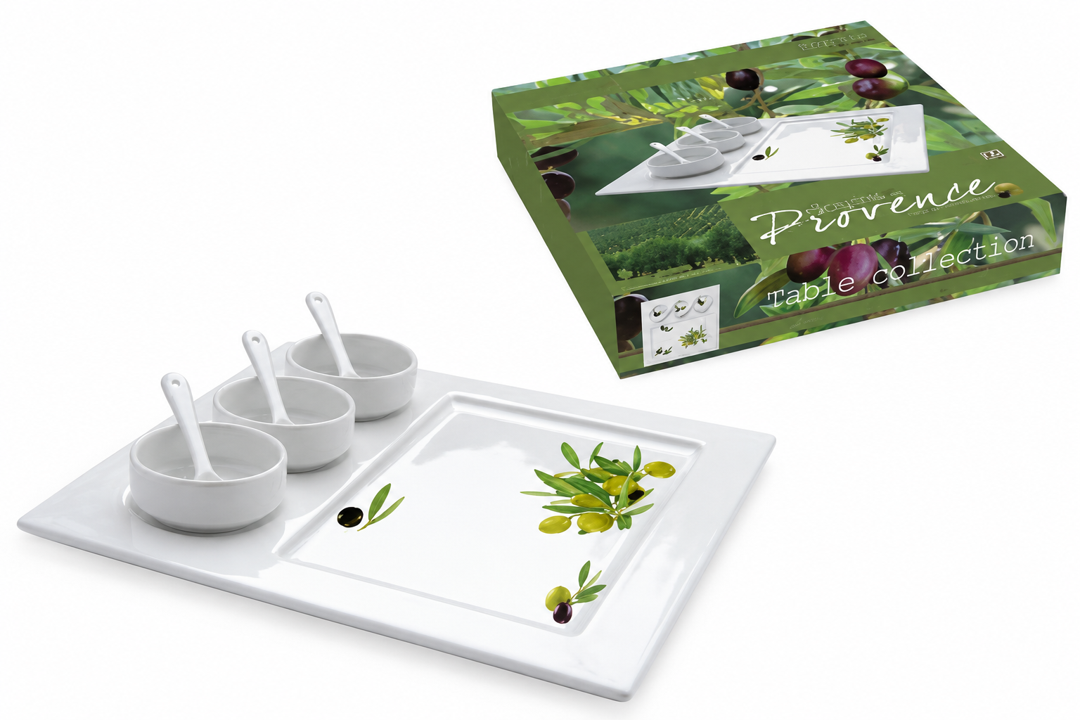 Set OLIVY talíř velký, 3 misky, 3 lžičky