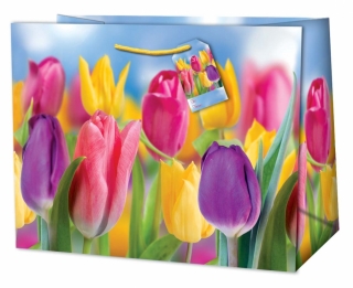 Dárková taška tulipány střední 23 x 10,2 x 19 cm 