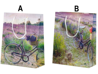 Dárková taška levandule s bicyklem velká 2 druhy