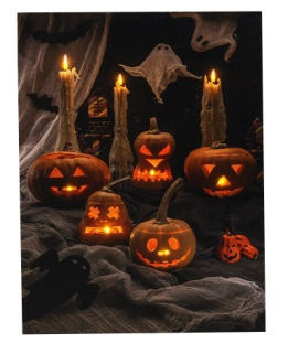 Obraz halloweenské dýně LED 30x40cm