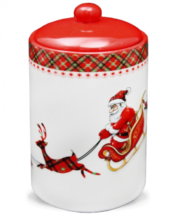 Dóza vánoční se Santou keramika 