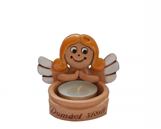 Svícen anděl se srdíčkem keramika Domácí štěstí