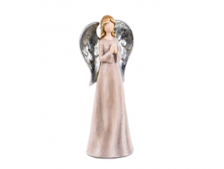 Andělka světle růžová se stříbrnými křídly 26 cm