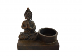 Stojánek na čajovou svíčku Buddha tmavě hnědý