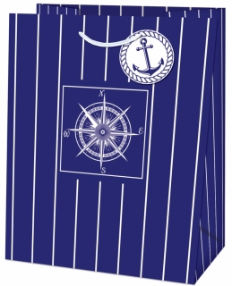 Dárková námořnická taška tmavě modrá s kompasem a kotvičkou maxi