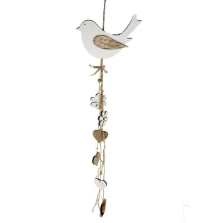 Dekorační dřevěný ptáček na zavěšení 80cm