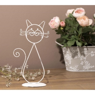 Kočka dekorace kovová na postavení