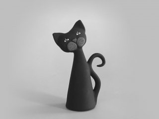 Kočka malá popelka černá 17cm