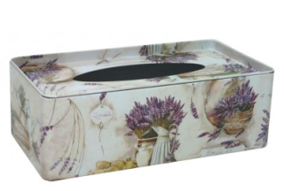Krabička na kapesníčky levandule fleur plechová