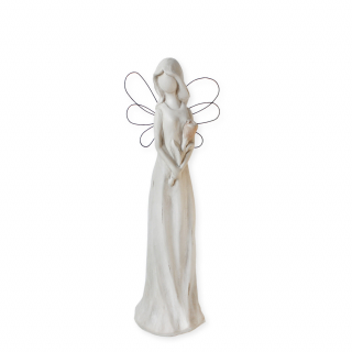 Andělka krémová s květinou 39cm