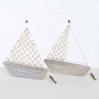 Loďka dřevěná 2 druhy námořnická dekorace