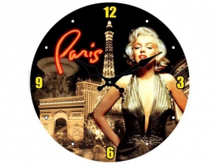 Skleněné hodiny Paříž Marilyn Monroe