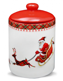 Dóza vánoční se Santou keramika menší