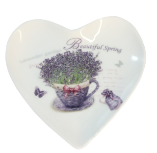 Porcelánová mistička srdíčko levandule v květináči